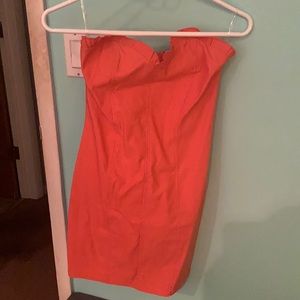 Coral strapless dress